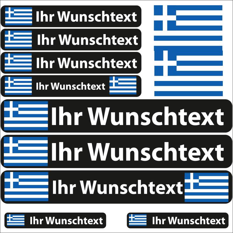 INDIGOS UG® Namensaufkleber Sticker - Flagge glatt - Land Griechenland - 13 Fahnenaufkleber - Aufkleber mit Namen & Wunschtext - Fahrrad - Auto - Motorrad - individuell personalisiert von INDIGOS UG