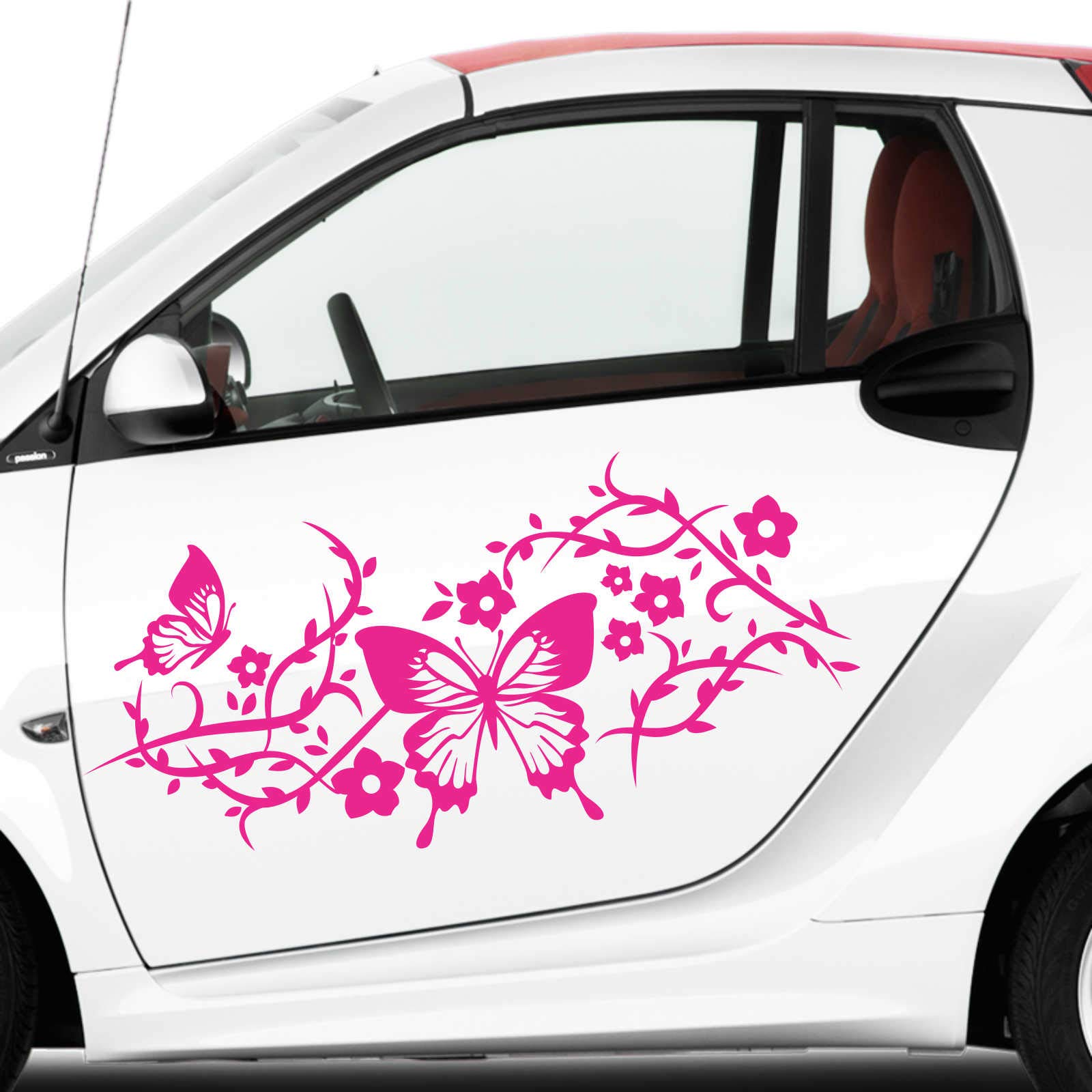 INDIGOS UG Aufkleber - 2 STK. Autoaufkleber Butterfly Rankelement je 90cm x 40cm pink - Tuning Carystyling Heckscheibe Auto von INDIGOS UG