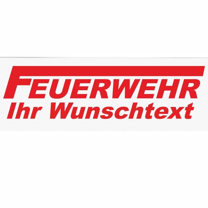 INDIGOS UG - Aufkleber - Autoaufkleber - Feuerwehr mit Wunschtext individuell personalisiert - rot 300 mm - selbstklebend - Sticker - für Auto, LKW, Boot, löschen - bergen - Tuning - Heckscheibe von INDIGOS UG