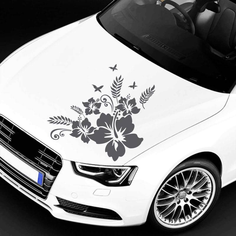 INDIGOS UG Aufkleber - Autoaufkleber Hibiskus Ranke Jessi 40cm x 40cmdunkelgrau - Tuning Carystyling Heckscheibe Auto von INDIGOS UG