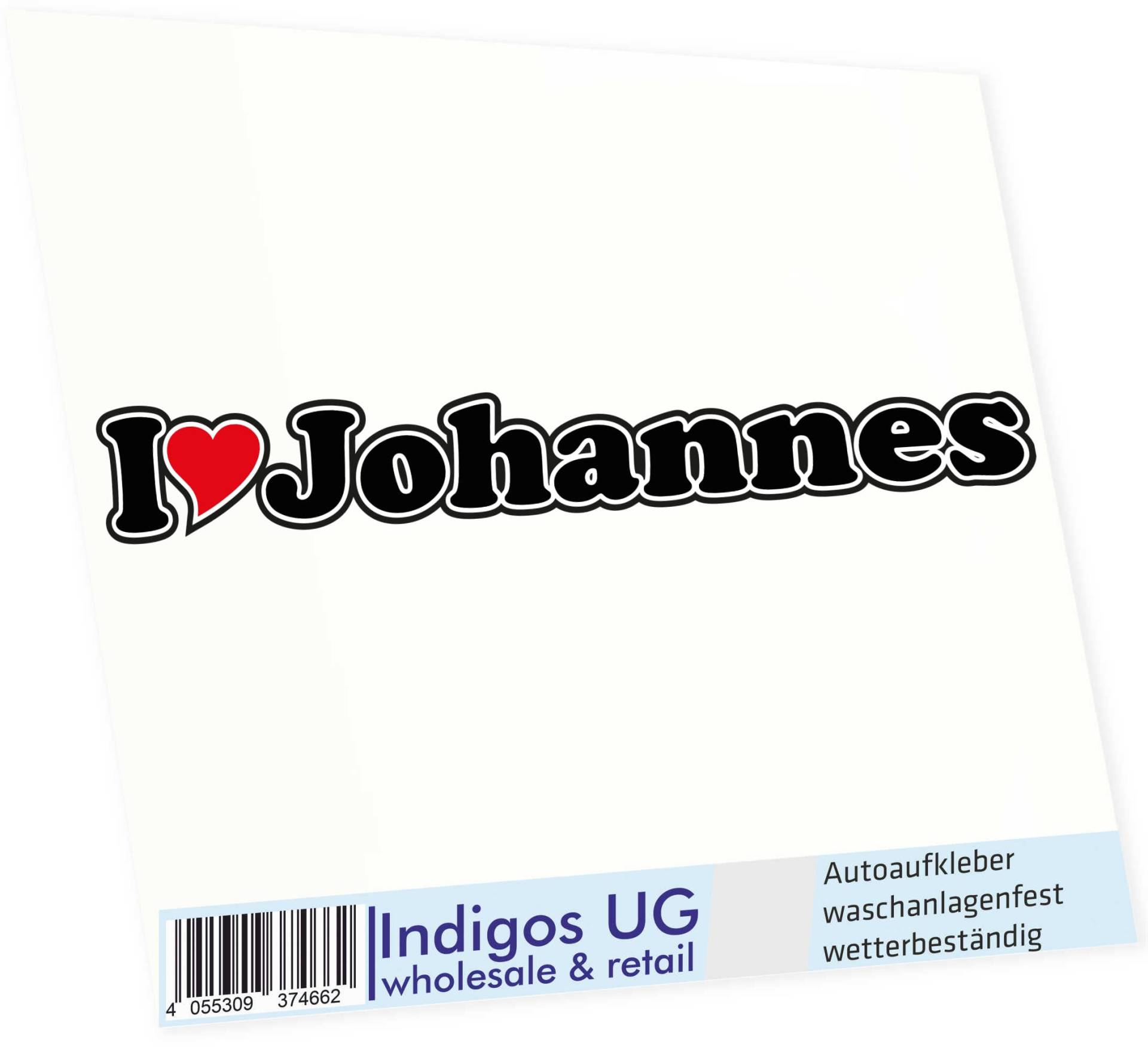 INDIGOS UG - Aufkleber - Autoaufkleber I Love Heart - Ich Liebe mit Herz 15 cm - I Love Johannes - Auto LKW Truck - Sticker mit Namen vom Mann Frau Kind von INDIGOS UG