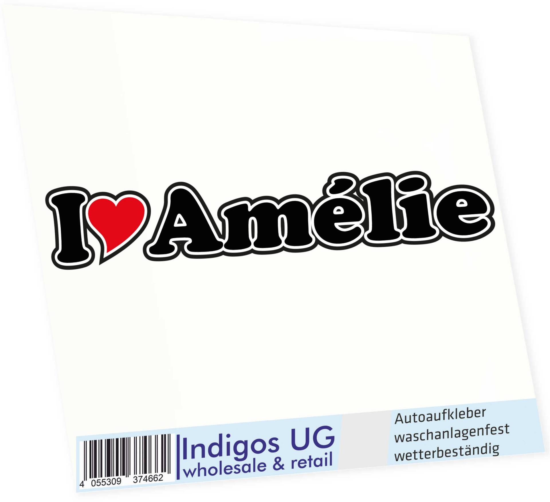 INDIGOS UG - Aufkleber - Autoaufkleber - I Love Heart - Ich Liebe mit Herz 15 cm - I Love Amélie - Auto LKW Truck - Sticker mit Namen vom Mann Frau Kind von INDIGOS UG