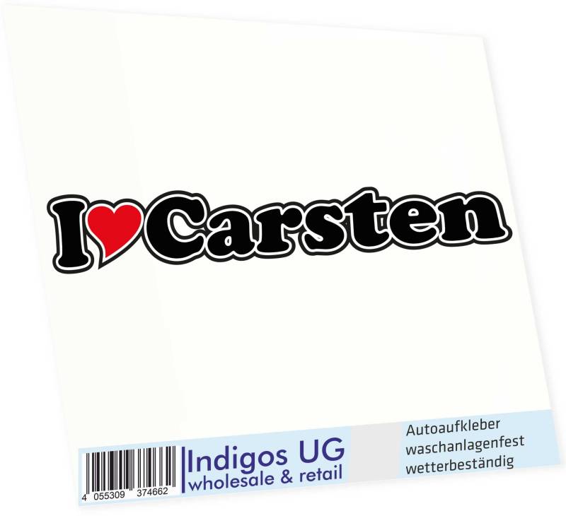 INDIGOS UG - Aufkleber - Autoaufkleber I Love Heart - Ich Liebe mit Herz 15 cm - I Love Carsten - Auto LKW Truck - Sticker mit Namen vom Mann Frau Kind von INDIGOS UG