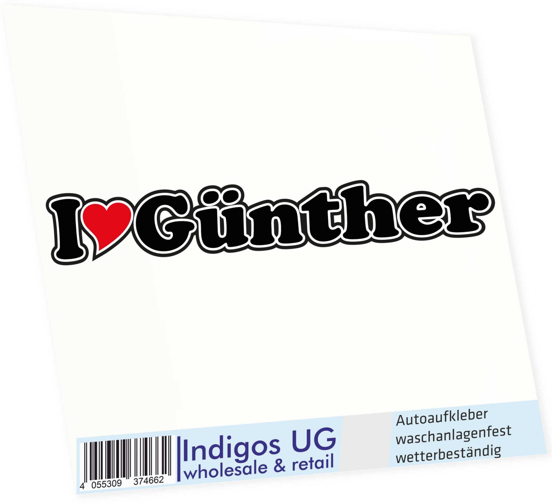 INDIGOS UG - Aufkleber - Autoaufkleber I Love Heart - Ich Liebe mit Herz 15 cm - I Love Günther - Auto LKW Truck - Sticker mit Namen vom Mann Frau Kind von INDIGOS UG