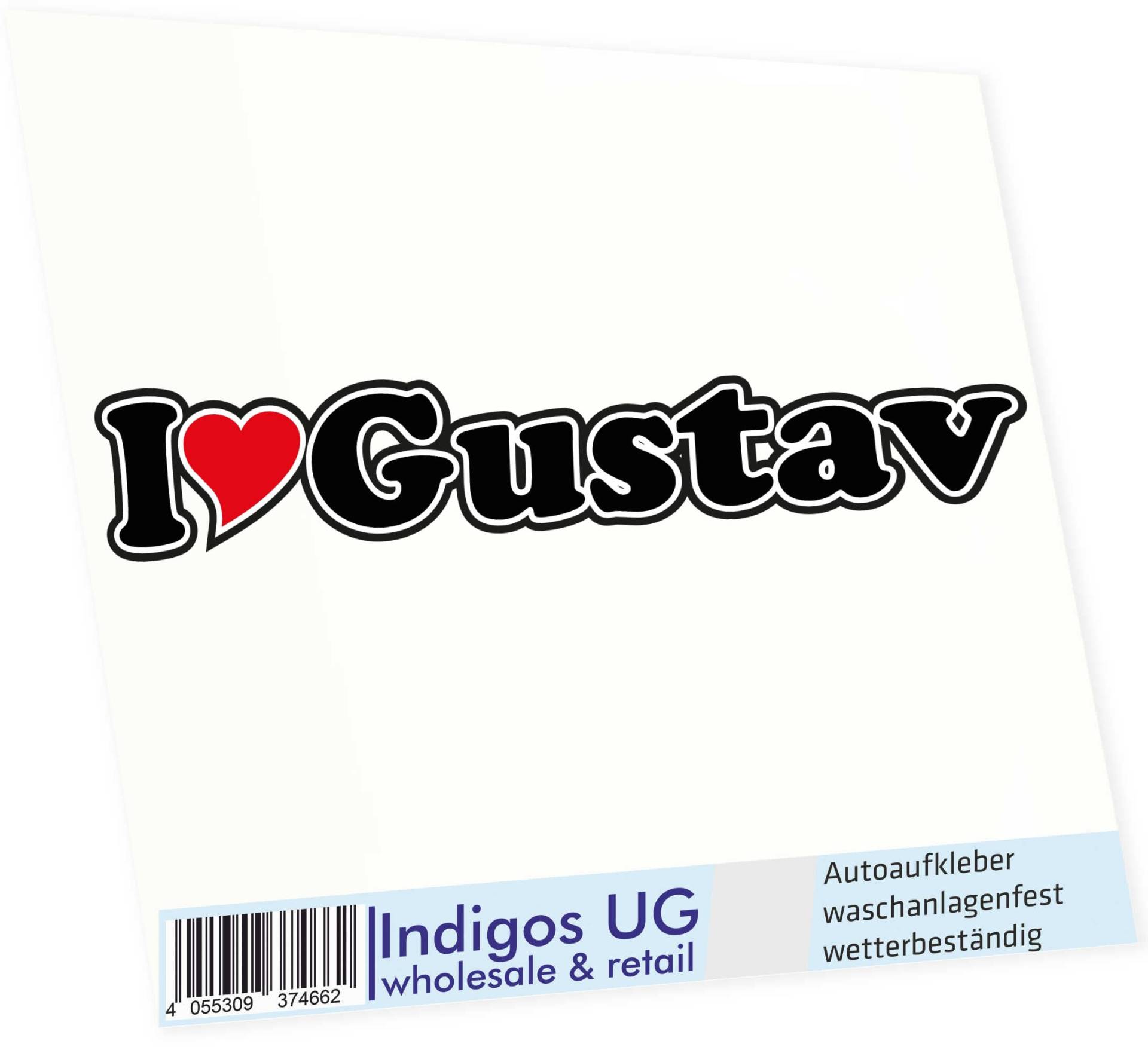 INDIGOS UG - Aufkleber - Autoaufkleber I Love Heart - Ich Liebe mit Herz 15 cm - I Love Gustav - Auto LKW Truck - Sticker mit Namen vom Mann Frau Kind von INDIGOS UG