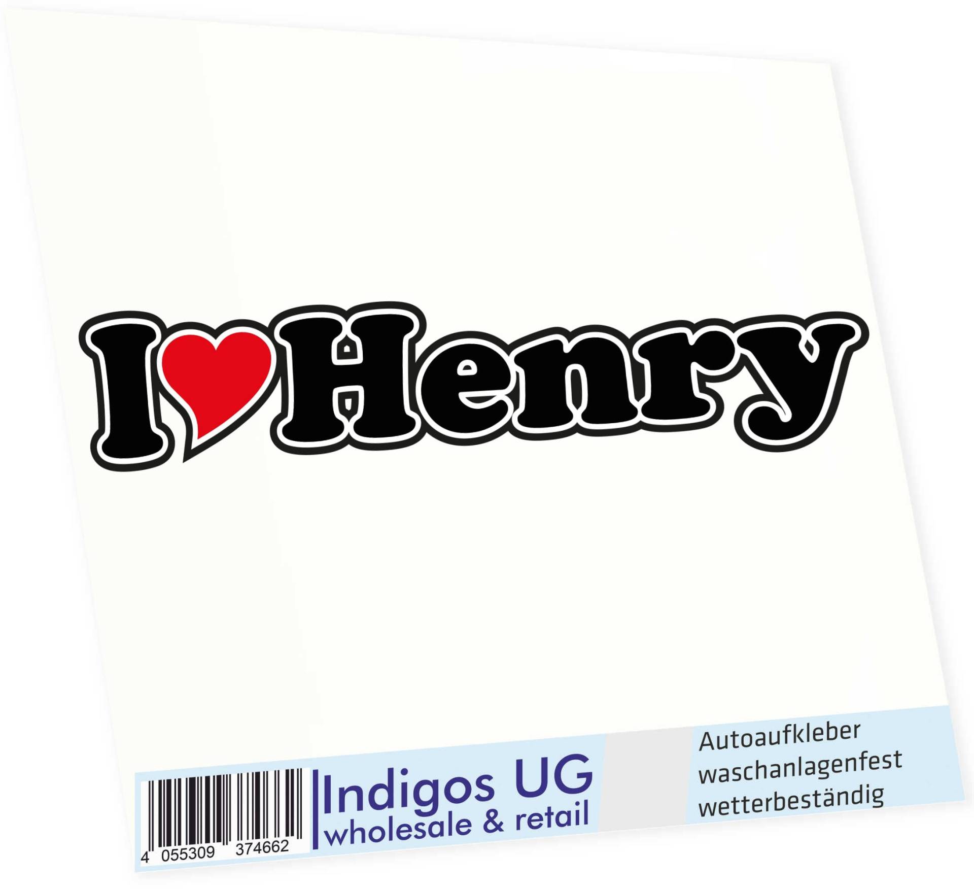 INDIGOS UG - Aufkleber - Autoaufkleber I Love Heart - Ich Liebe mit Herz 15 cm - I Love Henry - Auto LKW Truck - Sticker mit Namen vom Mann Frau Kind von INDIGOS UG