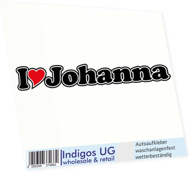 INDIGOS UG - Aufkleber - Autoaufkleber I Love Heart - Ich Liebe mit Herz 15 cm - I Love Johanna - Auto LKW Truck - Sticker mit Namen vom Mann Frau Kind von INDIGOS UG