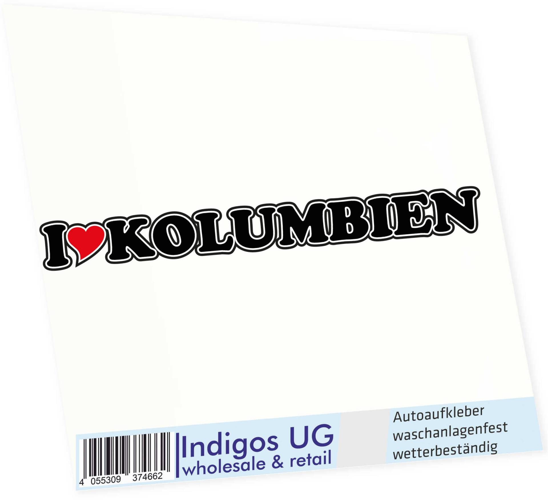 INDIGOS UG - Aufkleber - Autoaufkleber I Love Heart - Ich Liebe mit Herz 15 cm I Love KOLUMBIEN - Auto LKW Truck - Sticker mit Namen vom Mann Frau Kind von INDIGOS UG