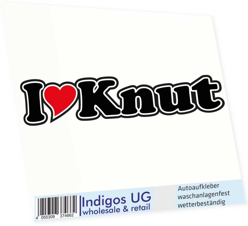 INDIGOS UG - Aufkleber - Autoaufkleber I Love Heart - Ich Liebe mit Herz 15 cm - I Love Knut - Auto LKW Truck - Sticker mit Namen vom Mann Frau Kind von INDIGOS UG