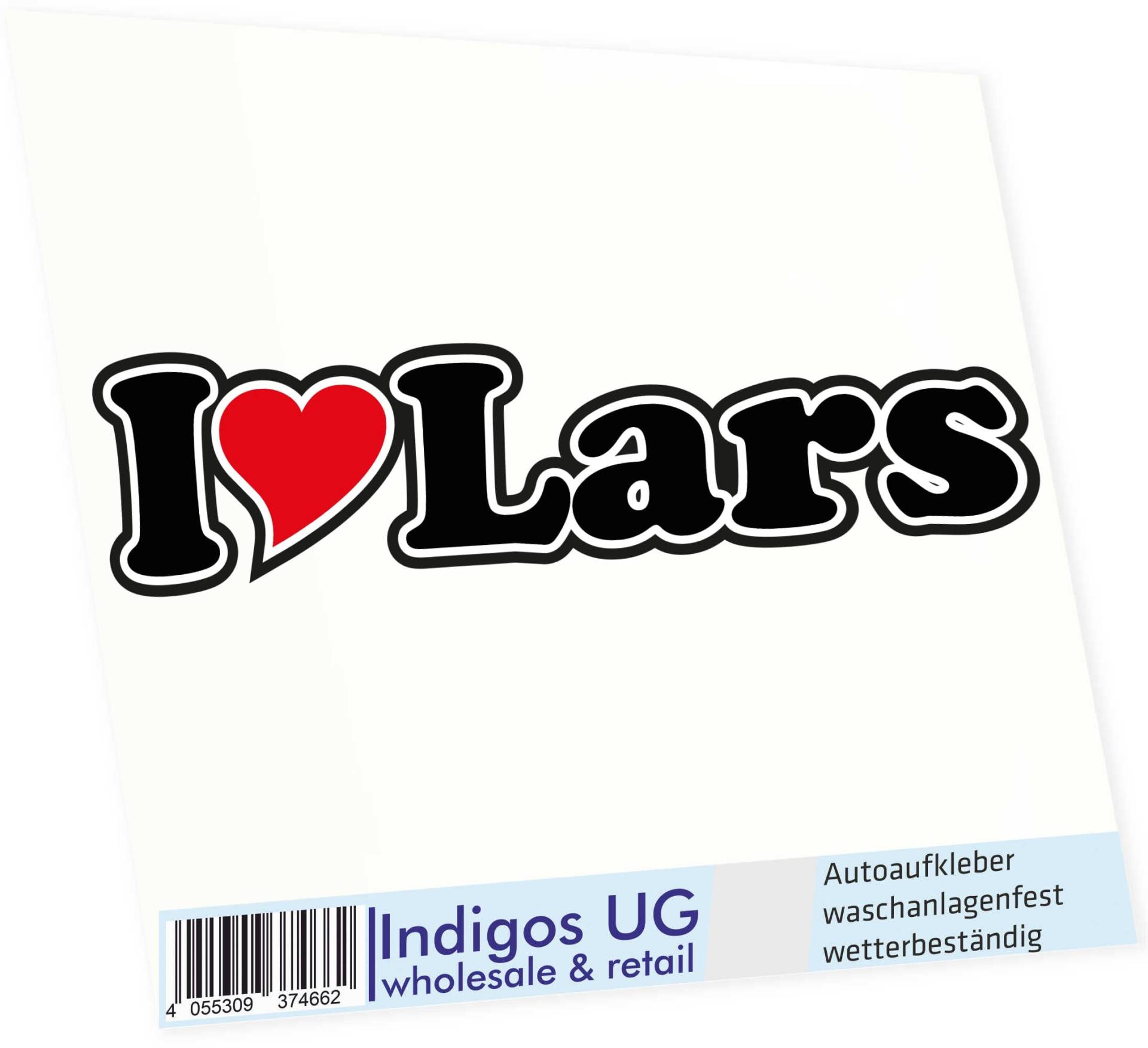 INDIGOS UG - Aufkleber - Autoaufkleber I Love Heart - Ich Liebe mit Herz 15 cm - I Love Lars - Auto LKW Truck - Sticker mit Namen vom Mann Frau Kind von INDIGOS UG