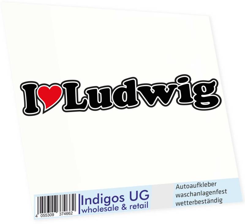 INDIGOS UG - Aufkleber - Autoaufkleber I Love Heart - Ich Liebe mit Herz 15 cm - I Love Ludwig - Auto LKW Truck - Sticker mit Namen vom Mann Frau Kind von INDIGOS UG