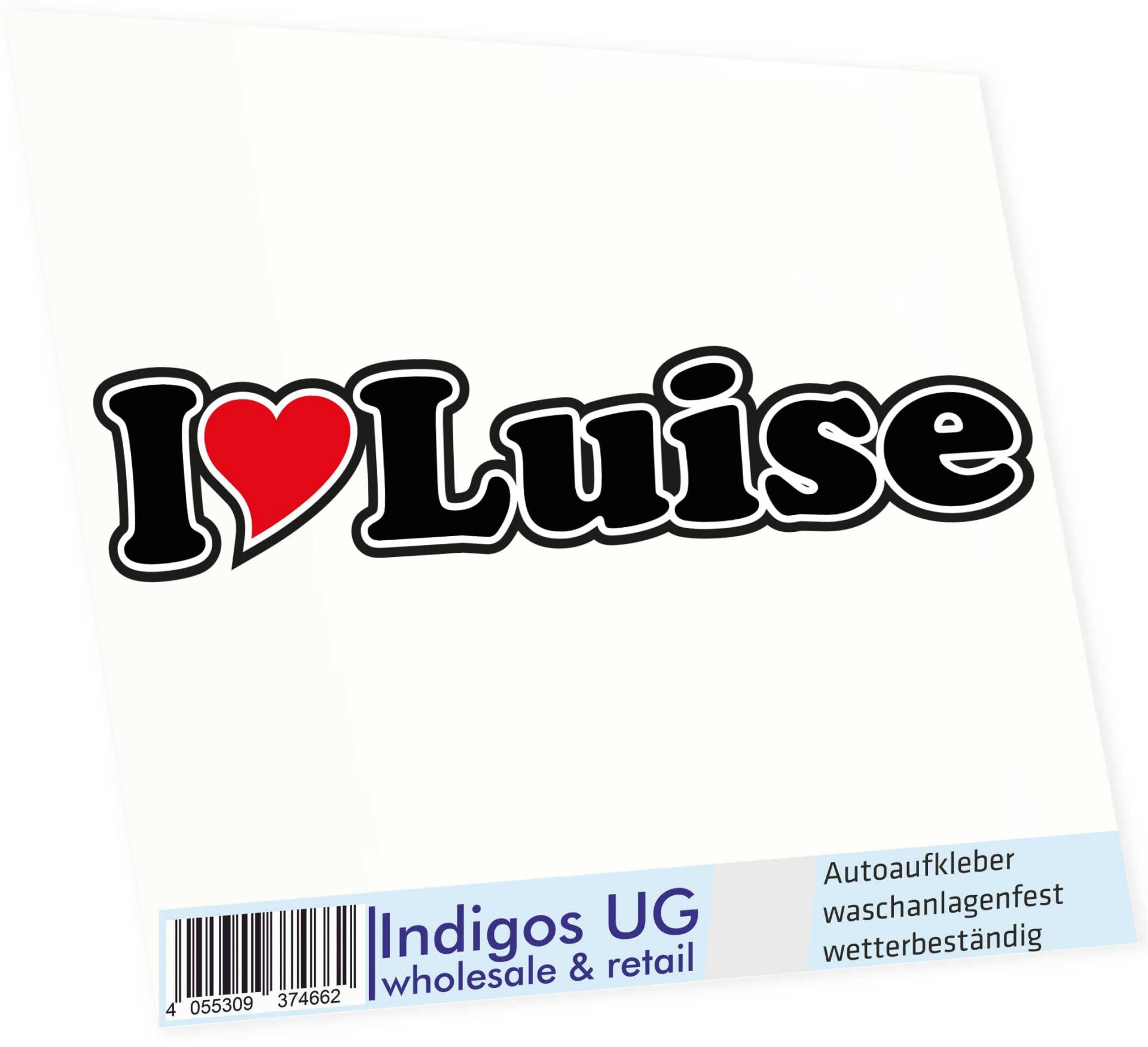 INDIGOS UG - Aufkleber - Autoaufkleber I Love Heart - Ich Liebe mit Herz 15 cm - I Love Luise - Auto LKW Truck - Sticker mit Namen vom Mann Frau Kind von INDIGOS UG