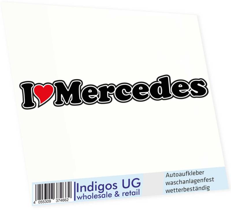 INDIGOS UG - Aufkleber - Autoaufkleber - I Love Heart - Ich Liebe mit Herz 15 cm - I Love Mercedes - Auto LKW Truck - Sticker mit Namen vom Mann Frau Kind von INDIGOS UG