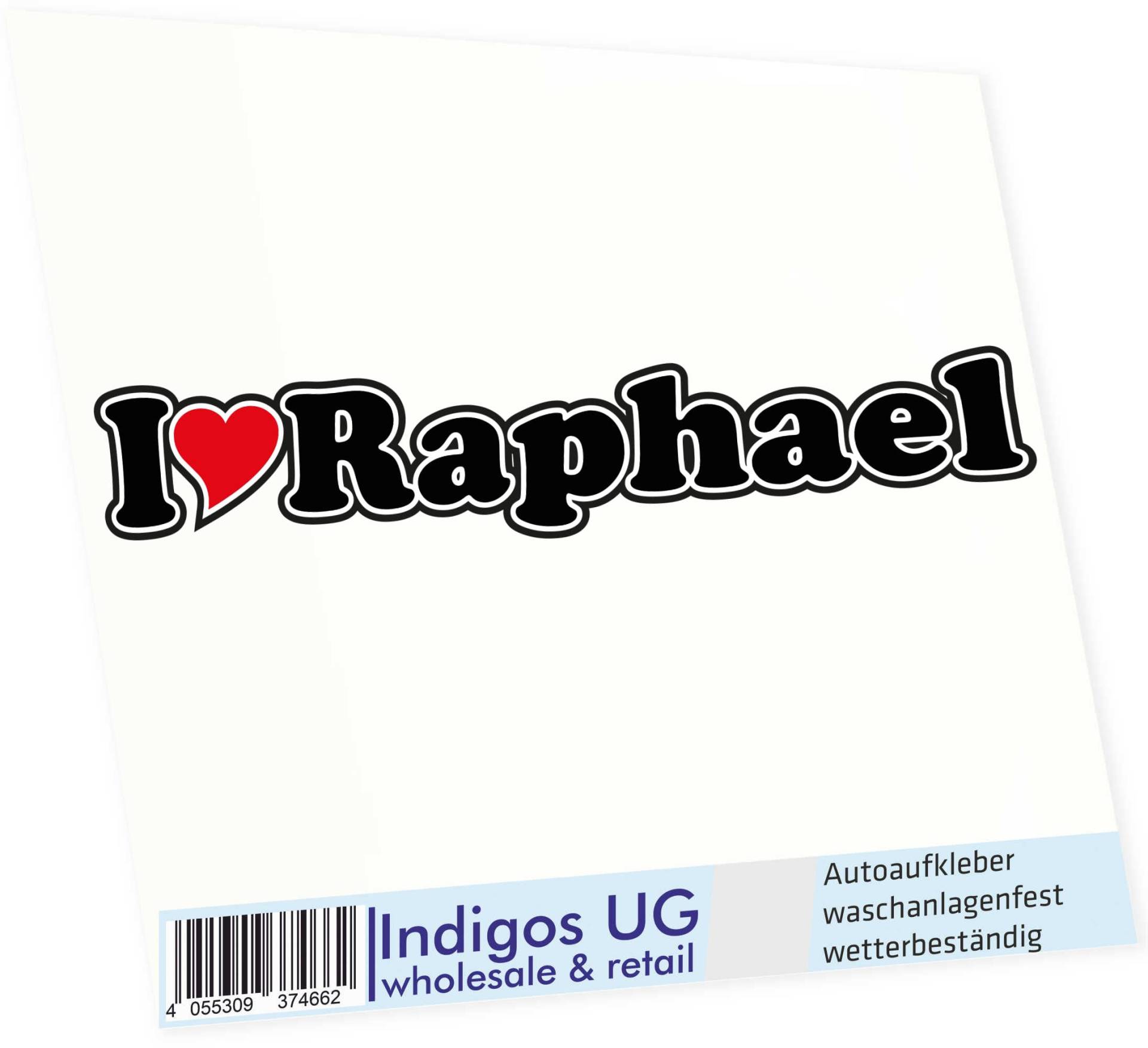 INDIGOS UG - Aufkleber - Autoaufkleber I Love Heart - Ich Liebe mit Herz 15 cm - I Love Raphael - Auto LKW Truck - Sticker mit Namen vom Mann Frau Kind von INDIGOS UG