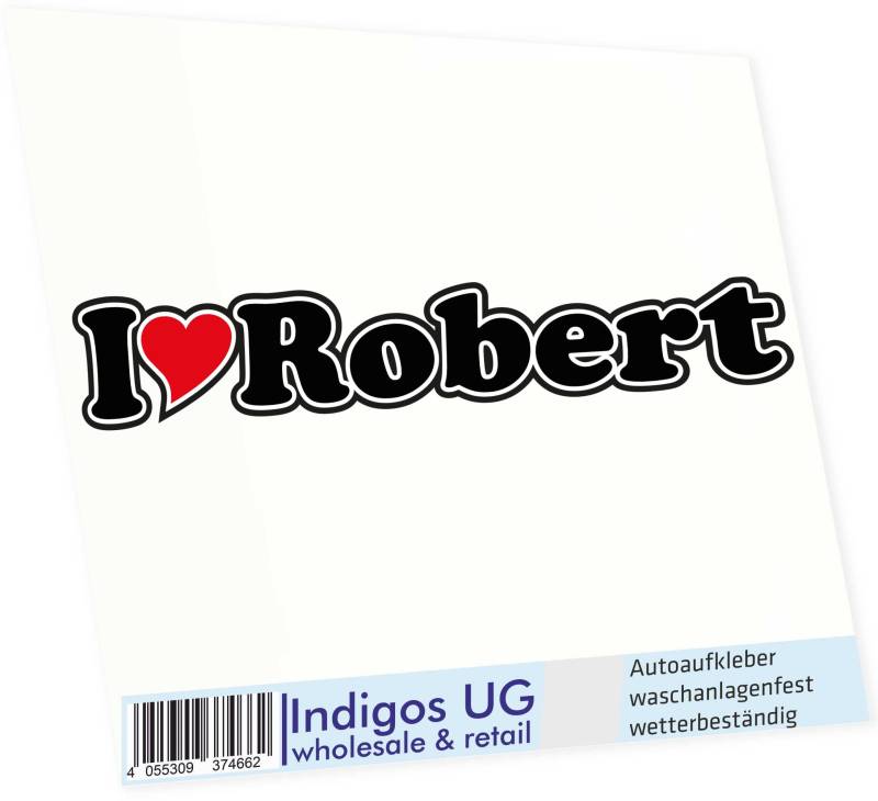 INDIGOS UG - Aufkleber - Autoaufkleber I Love Heart - Ich Liebe mit Herz 15 cm - I Love Robert - Auto LKW Truck - Sticker mit Namen vom Mann Frau Kind von INDIGOS UG