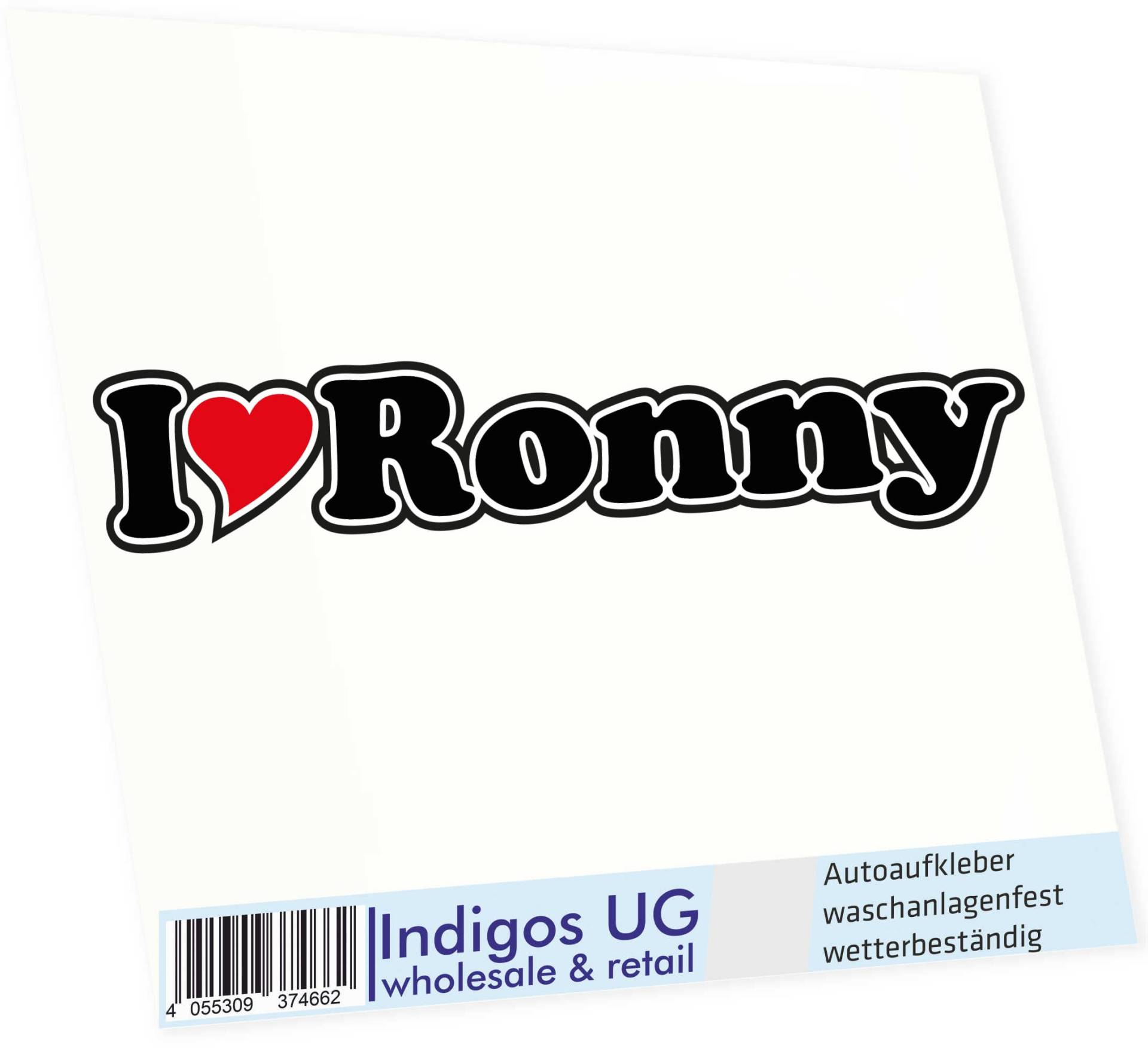 INDIGOS UG - Aufkleber - Autoaufkleber I Love Heart - Ich Liebe mit Herz 15 cm - I Love Ronny - Auto LKW Truck - Sticker mit Namen vom Mann Frau Kind von INDIGOS UG