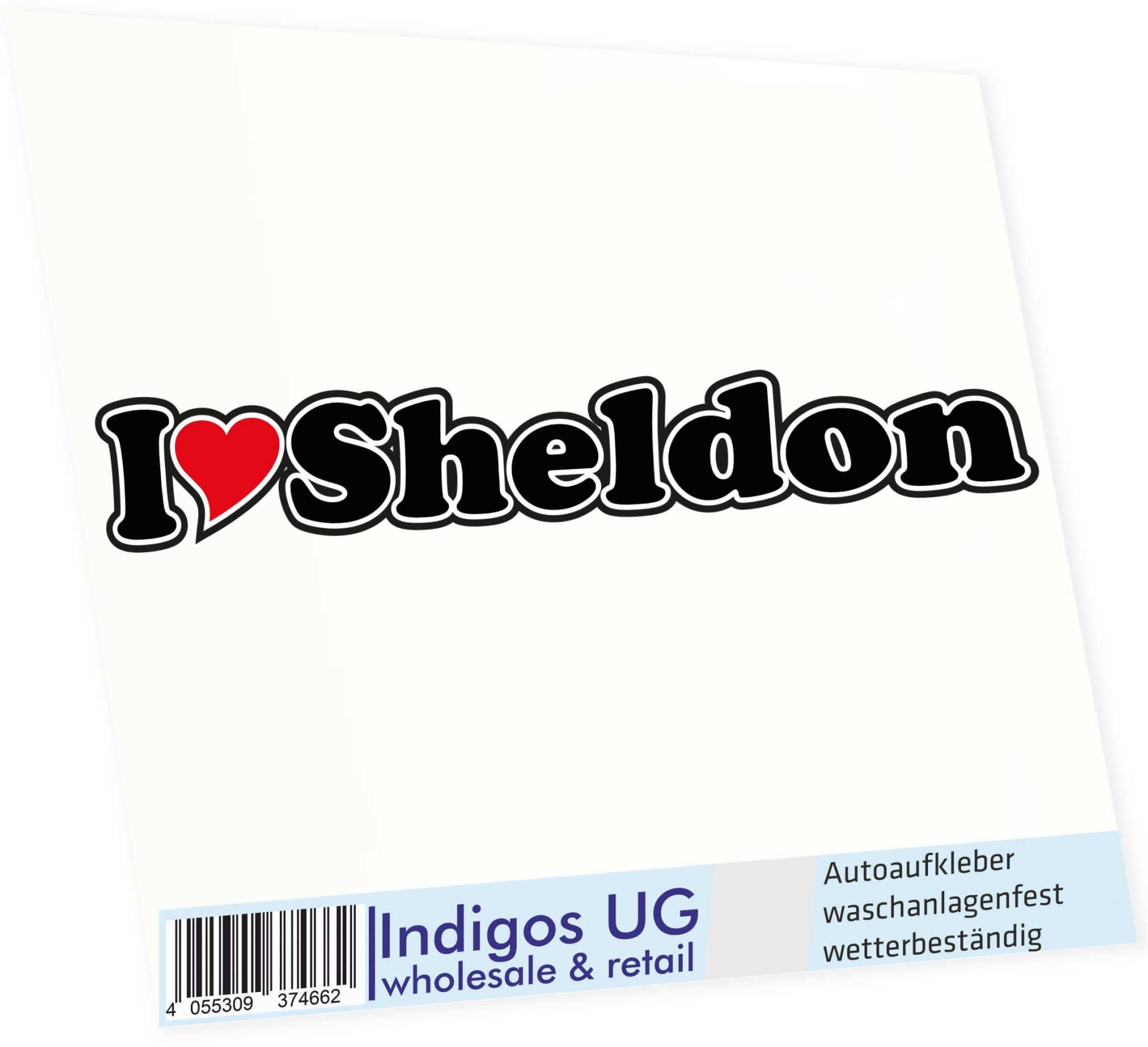 INDIGOS UG - Aufkleber - Autoaufkleber I Love Heart - Ich Liebe mit Herz 15 cm - I Love Sheldon - Auto LKW Truck - Sticker mit Namen vom Mann Frau Kind von INDIGOS UG