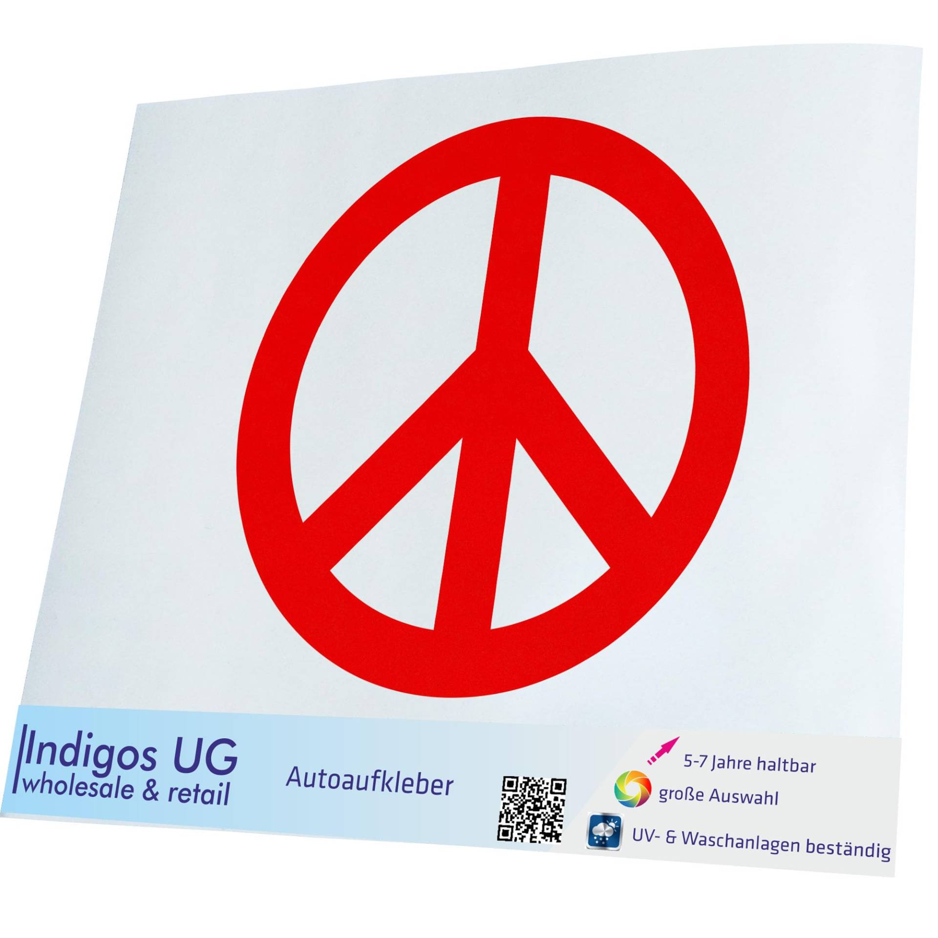 INDIGOS UG Aufkleber - Autoaufkleber - JDM - Die Cut - Auto - 110x110 mm - Peace - rot - Heckscheibe - Heckscheibenaufkleber - Sticker - Tuning von INDIGOS UG