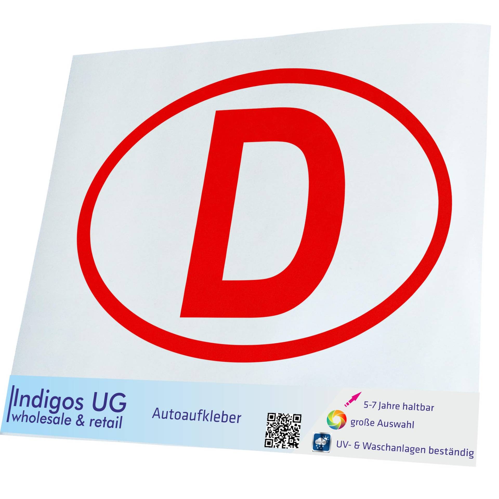 INDIGOS UG Aufkleber - Autoaufkleber - JDM - Die Cut - Auto - 160x110 mm - Deutschland D - rot - Heckscheibe - Heckscheibenaufkleber - Sticker - Tuning von INDIGOS UG