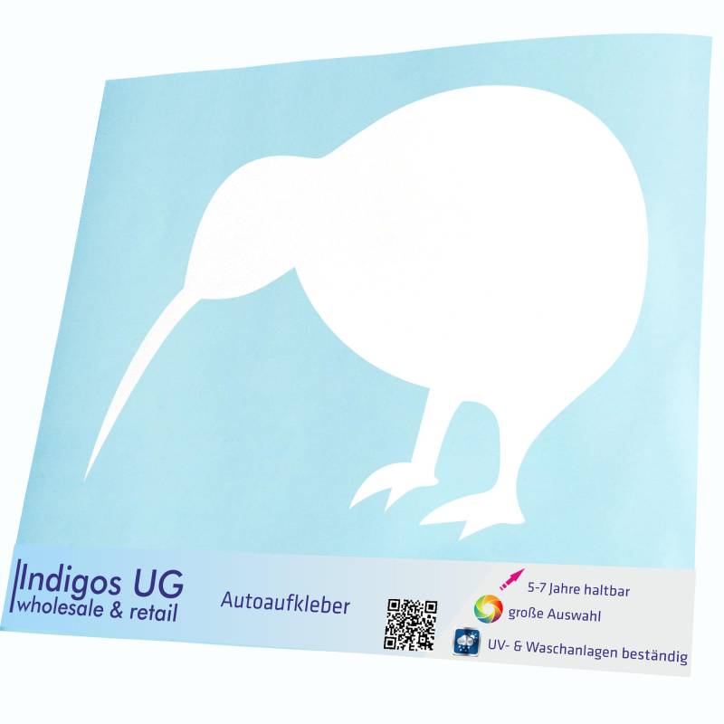 INDIGOS UG Aufkleber - Autoaufkleber - JDM - Die Cut - Auto - 160x120 mm - Kiwi Neuseeland - weiß - Heckscheibe - Heckscheibenaufkleber - Sticker - Tuning von INDIGOS UG