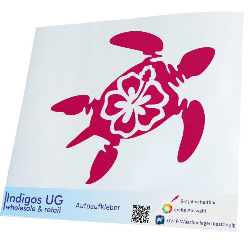 INDIGOS UG Aufkleber - Autoaufkleber - JDM - Die cut - Auto - 200x167 mm - Schildkröte Hawaii - pink - Heckscheibe - Heckscheibenaufkleber - Sticker - Tuning von INDIGOS UG