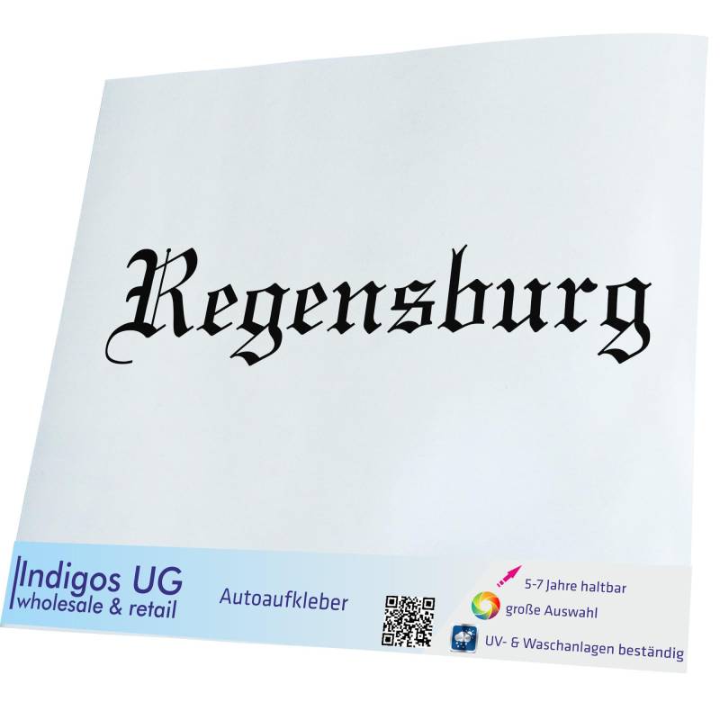 INDIGOS UG Aufkleber - Autoaufkleber - JDM - Die cut - Auto - 200x40 mm - Stadt Regensburg - schwarz - Heckscheibe - Heckscheibenaufkleber - Sticker - Tuning von INDIGOS UG