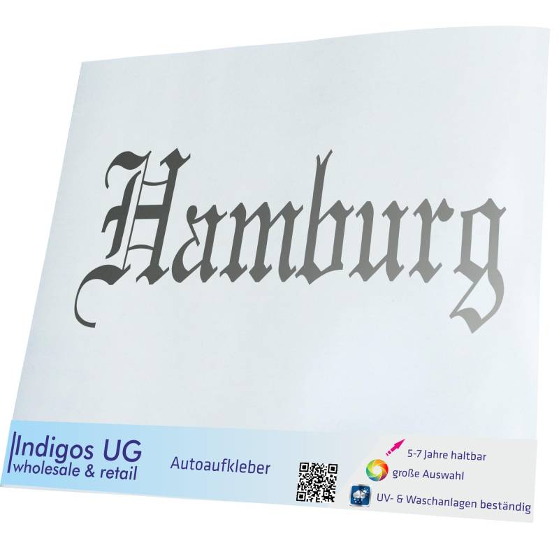 INDIGOS UG Aufkleber - Autoaufkleber - JDM - Die Cut - Auto - 200x80 mm - Stadt Hamburg - Silber - Heckscheibe - Heckscheibenaufkleber - Sticker - Tuning von INDIGOS UG