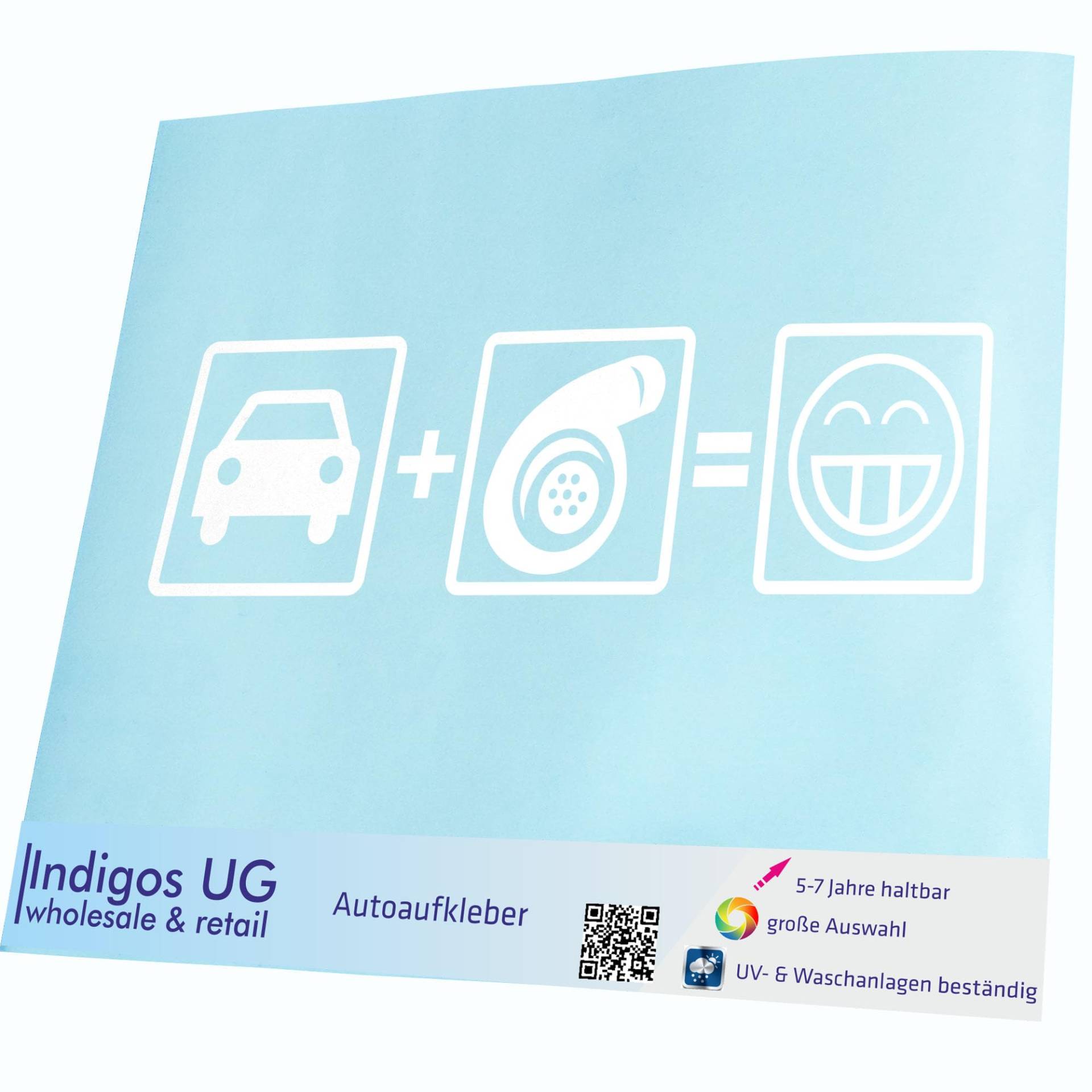 INDIGOS UG Aufkleber - Autoaufkleber - JDM - Die Cut - Auto - 210x60 mm - Turbo Boost - weiß - Heckscheibe - Heckscheibenaufkleber - Sticker - Tuning von INDIGOS UG