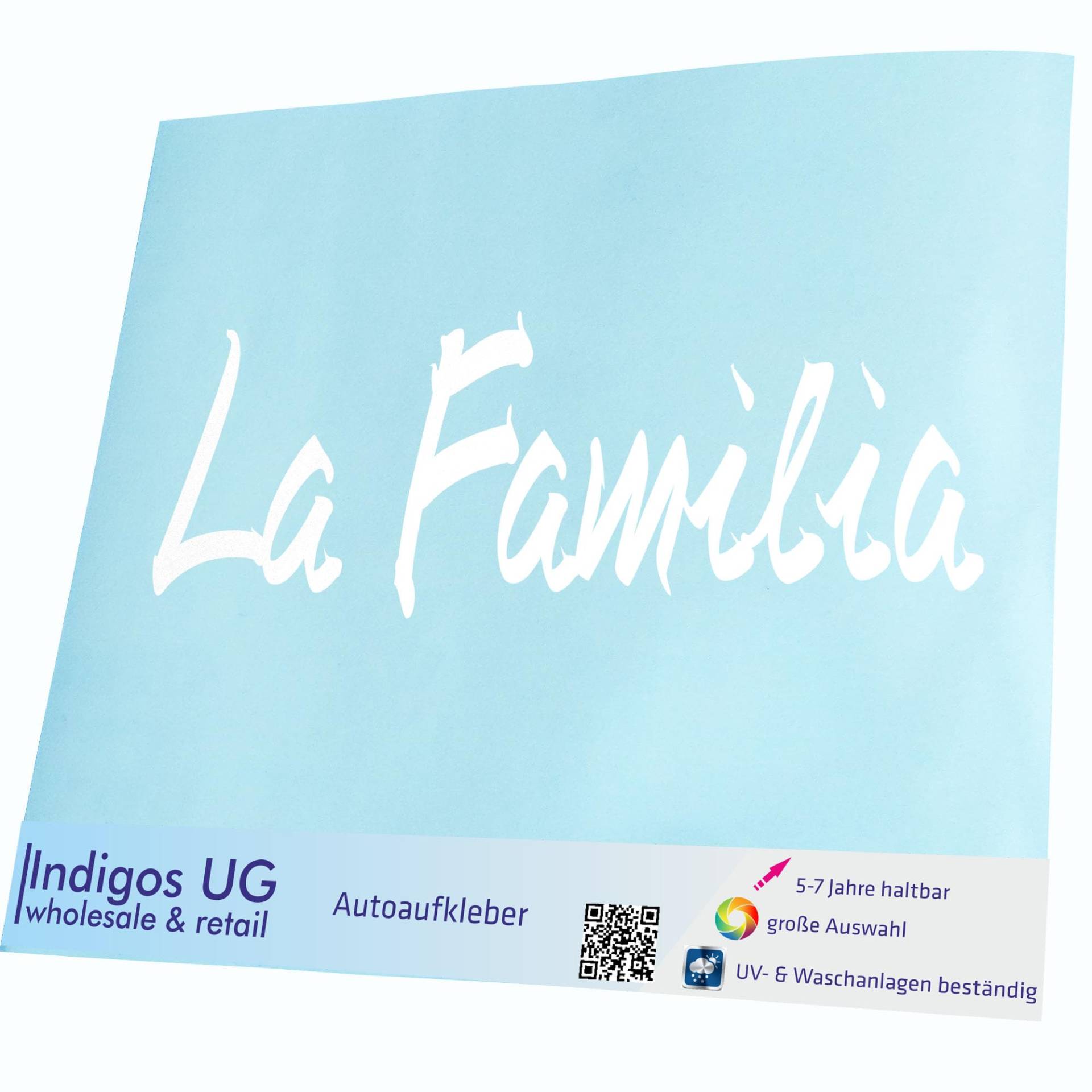 INDIGOS UG Aufkleber - Autoaufkleber - JDM - Die Cut - Auto - 210x70 mm - La Familia - weiß - Heckscheibe - Heckscheibenaufkleber - Sticker - Tuning von INDIGOS UG