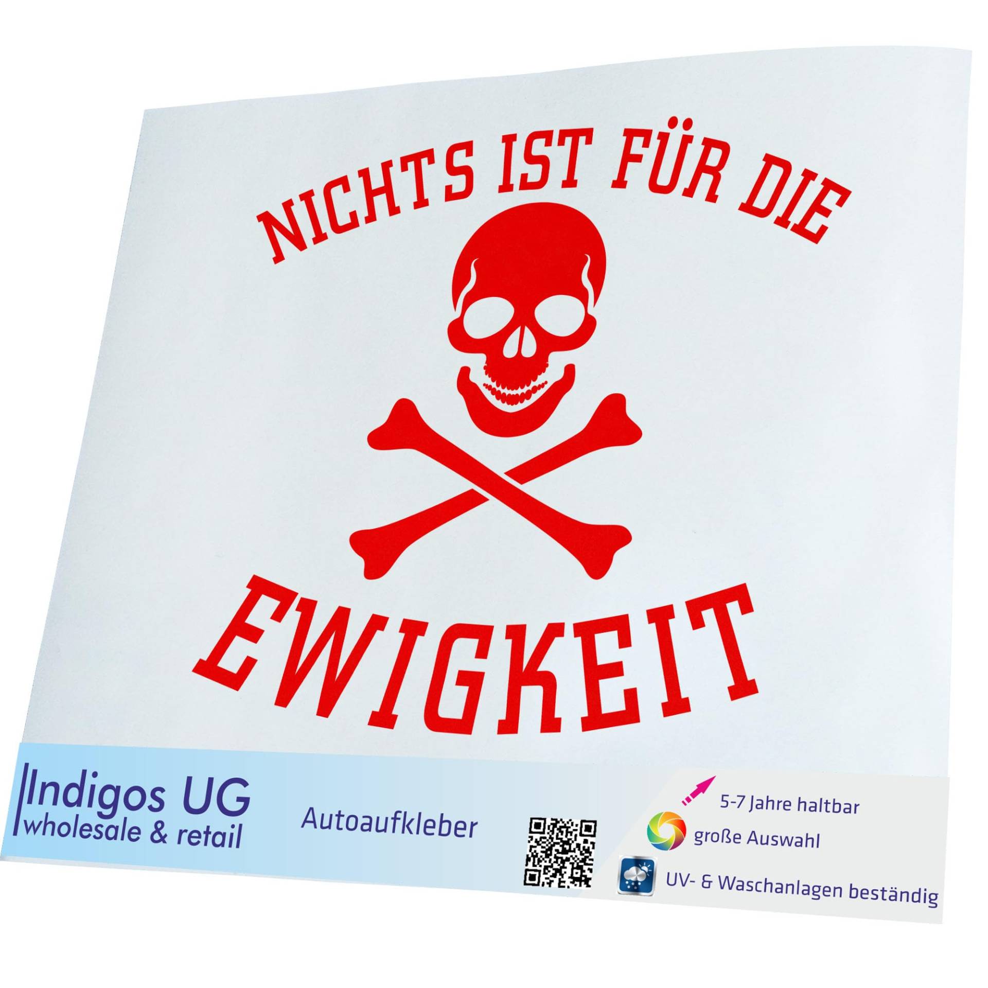 INDIGOS UG Aufkleber - Autoaufkleber - JDM - Die cut - Auto - 300x254 mm - Nichts ist für die Ewigkeit - rot - Heckscheibe - Heckscheibenaufkleber - Sticker - Tuning von INDIGOS UG