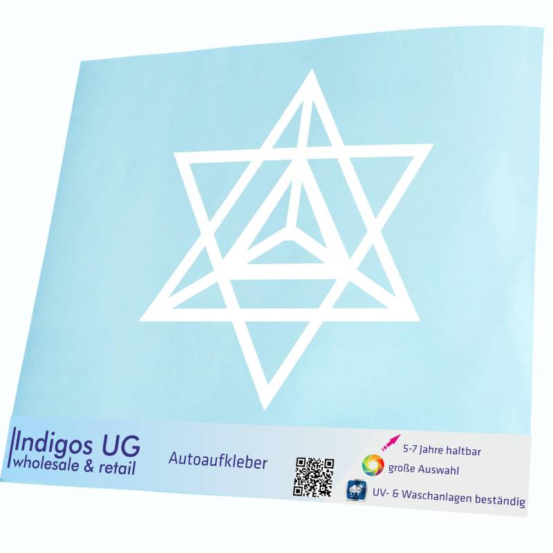 INDIGOS UG Aufkleber - Autoaufkleber - JDM - Die Cut - Auto - 300x273 mm - Merkaba weiß - Heckscheibe - Heckscheibenaufkleber - Sticker - Tuning von INDIGOS UG