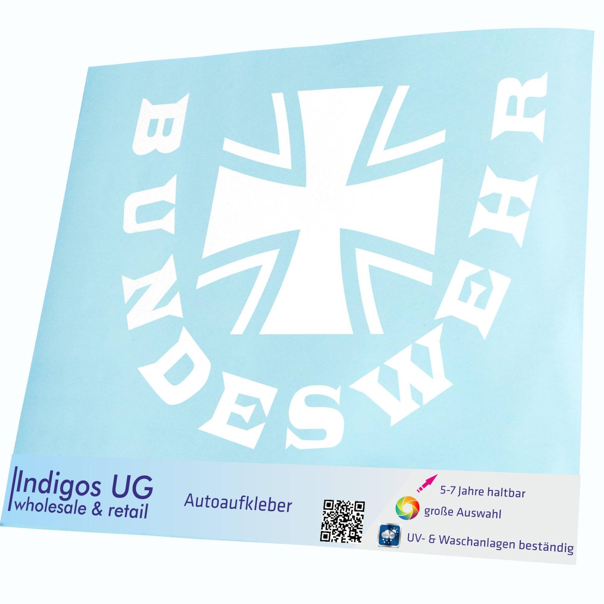 INDIGOS UG Aufkleber - Autoaufkleber - JDM - Die Cut - Auto - 300x400 mm - Bundeswehr - weiß - Heckscheibe - Heckscheibenaufkleber - Sticker - Tuning von INDIGOS UG