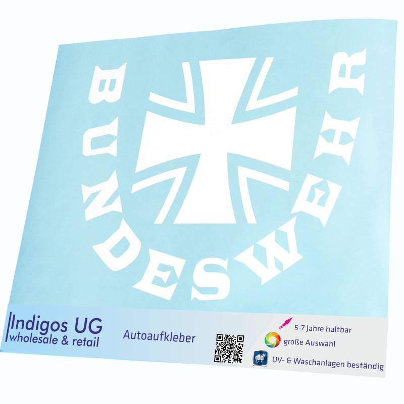 INDIGOS UG Aufkleber - Autoaufkleber - JDM - Die Cut - Auto - 300x400 mm - Bundeswehr - weiß - Heckscheibe - Heckscheibenaufkleber - Sticker - Tuning von INDIGOS UG