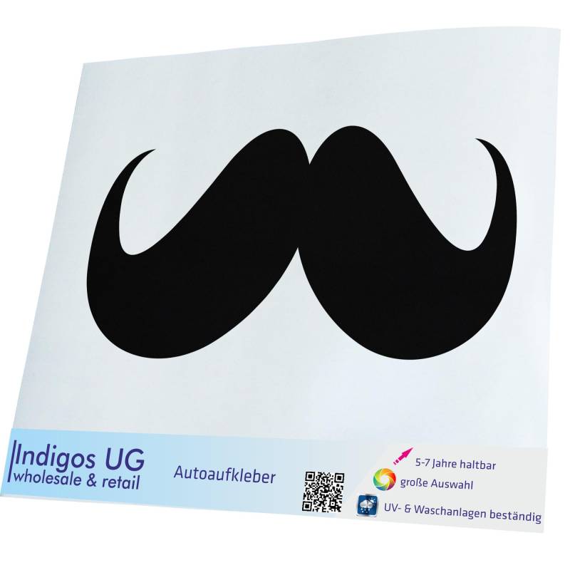 INDIGOS UG Aufkleber - Autoaufkleber - JDM - Die Cut - Auto - 400x190 mm - Moustache - Bart - schwarz - Heckscheibe - Heckscheibenaufkleber - Sticker - Tuning von INDIGOS UG