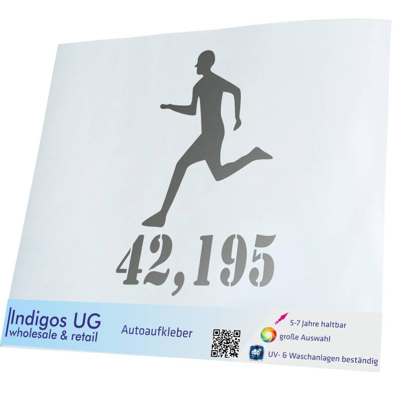 INDIGOS UG Aufkleber - Autoaufkleber - JDM - Die cut - Auto - 160x110 mm - 42,195 Laufen - Silber - Heckscheibe - Heckscheibenaufkleber - Sticker - Tuning von INDIGOS UG