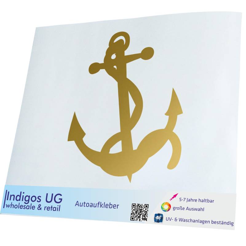 INDIGOS UG Aufkleber - Autoaufkleber - JDM - Die cut - Auto - 120x100 mm - Anker - Gold - Heckscheibe - Heckscheibenaufkleber - Sticker - Tuning von INDIGOS UG