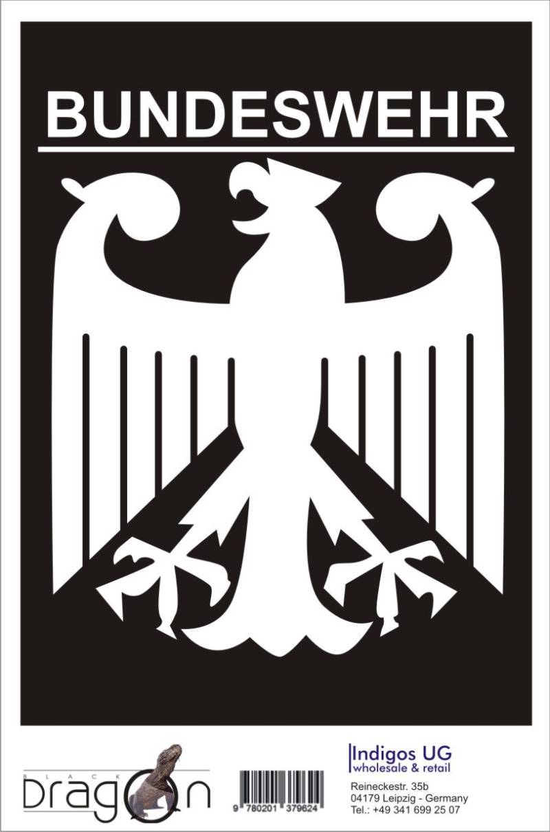 INDIGOS UG Aufkleber - Autoaufkleber - JDM - Die Cut - Auto - 180x150 mm - Bundeswehr mit Adler - Gold - Heckscheibe - Heckscheibenaufkleber - Sticker - Tuning von INDIGOS UG