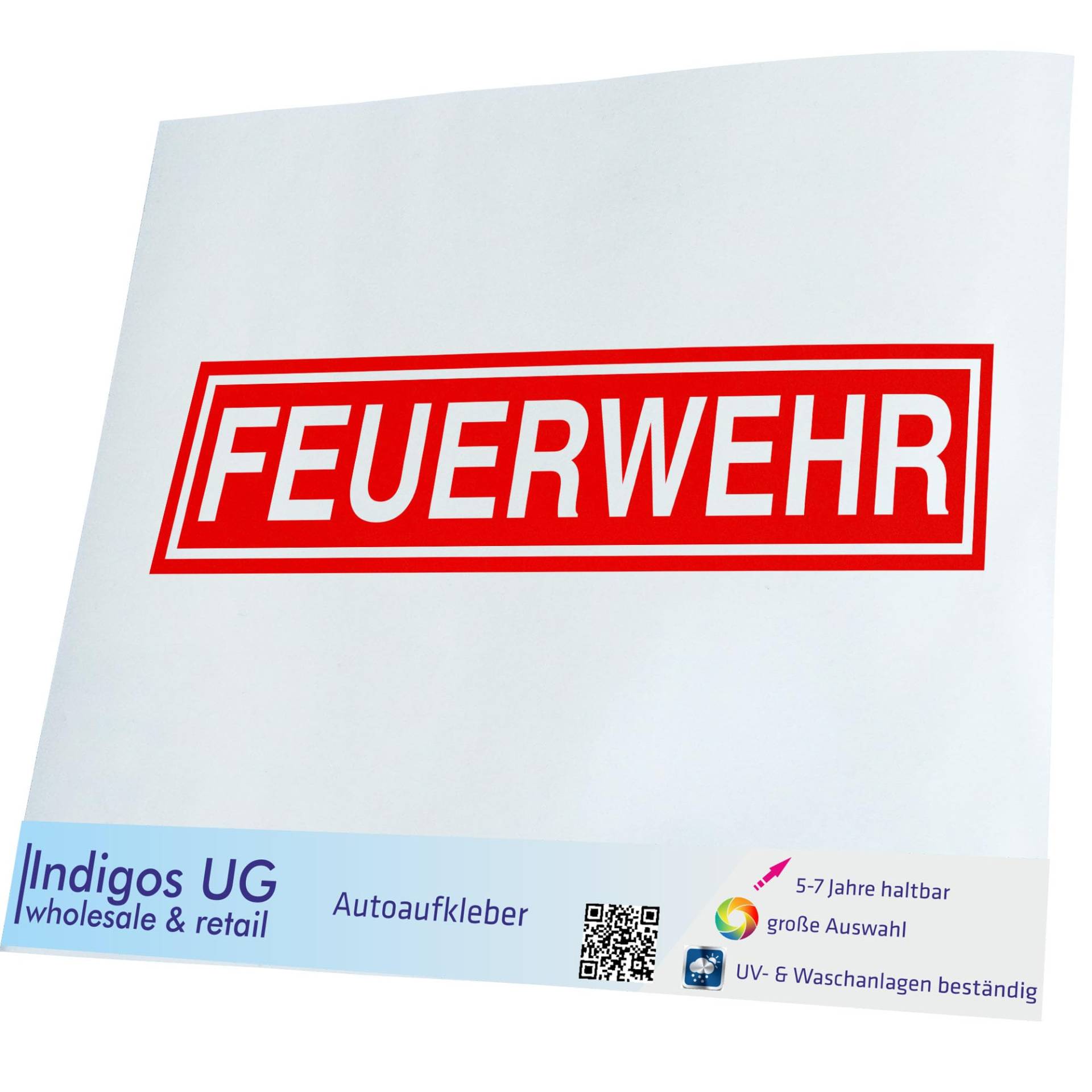 INDIGOS UG Aufkleber - Autoaufkleber - JDM - Die Cut - Auto - 210x50 mm - Feuerwehr - rot - Heckscheibe - Heckscheibenaufkleber - Sticker - Tuning von INDIGOS UG