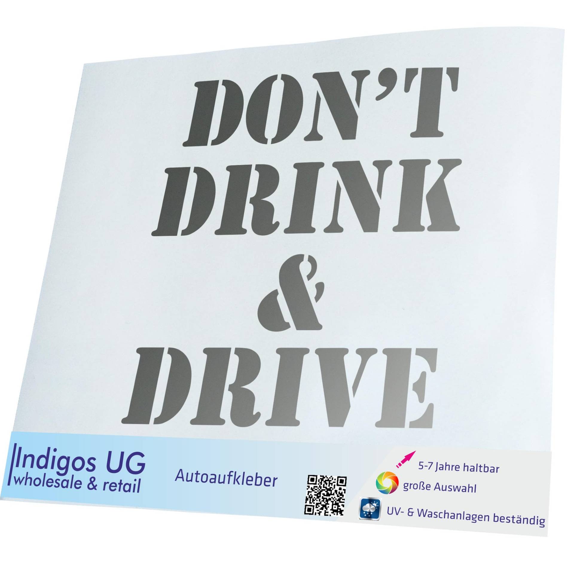 INDIGOS UG Aufkleber - Autoaufkleber - JDM - Die Cut - Dont Drink and Drive - 200x200mm Silber - Heckscheibe - Heckscheibenaufkleber - Sticker Tuning Boot Auto Laptop LKW von INDIGOS UG