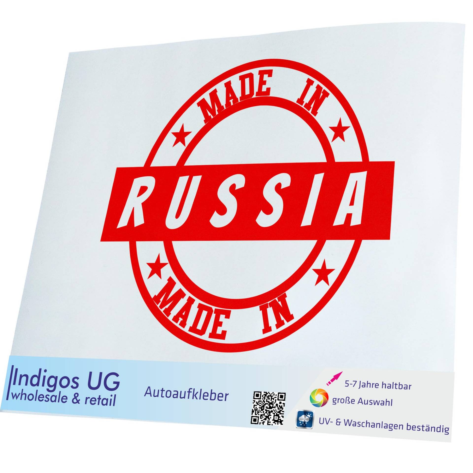 INDIGOS UG Aufkleber - Autoaufkleber - JDM - Die cut - Made in Russia - 300x272mm rot - Heckscheibe - Heckscheibenaufkleber - Sticker Tuning Boot Auto Laptop LKW von INDIGOS UG