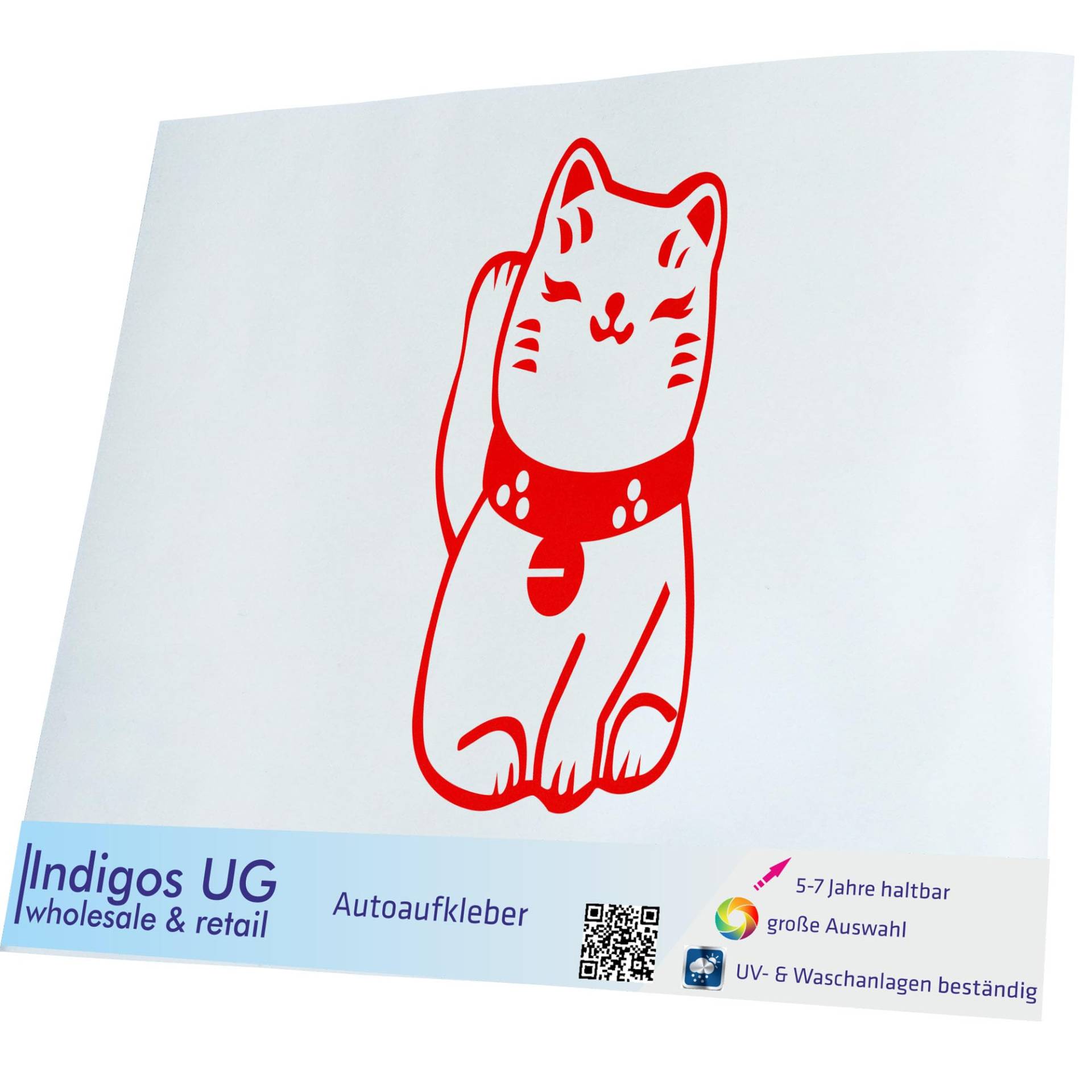 INDIGOS UG Aufkleber - Autoaufkleber - JDM - Die cut - Winkekatze Maneki - Neko - 400x190mm Gold - Heckscheibe - Heckscheibenaufkleber - Sticker Tuning Boot Auto Laptop LKW von INDIGOS UG