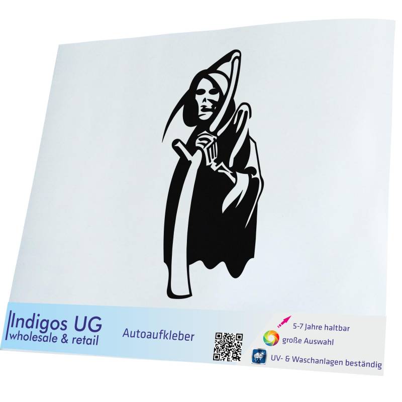 INDIGOS UG Aufkleber - Autoaufkleber - JDM - Die cut - Auto - 200x100 mm - Sensenmann - schwarz - Heckscheibe - Heckscheibenaufkleber - Sticker - Tuning von INDIGOS UG