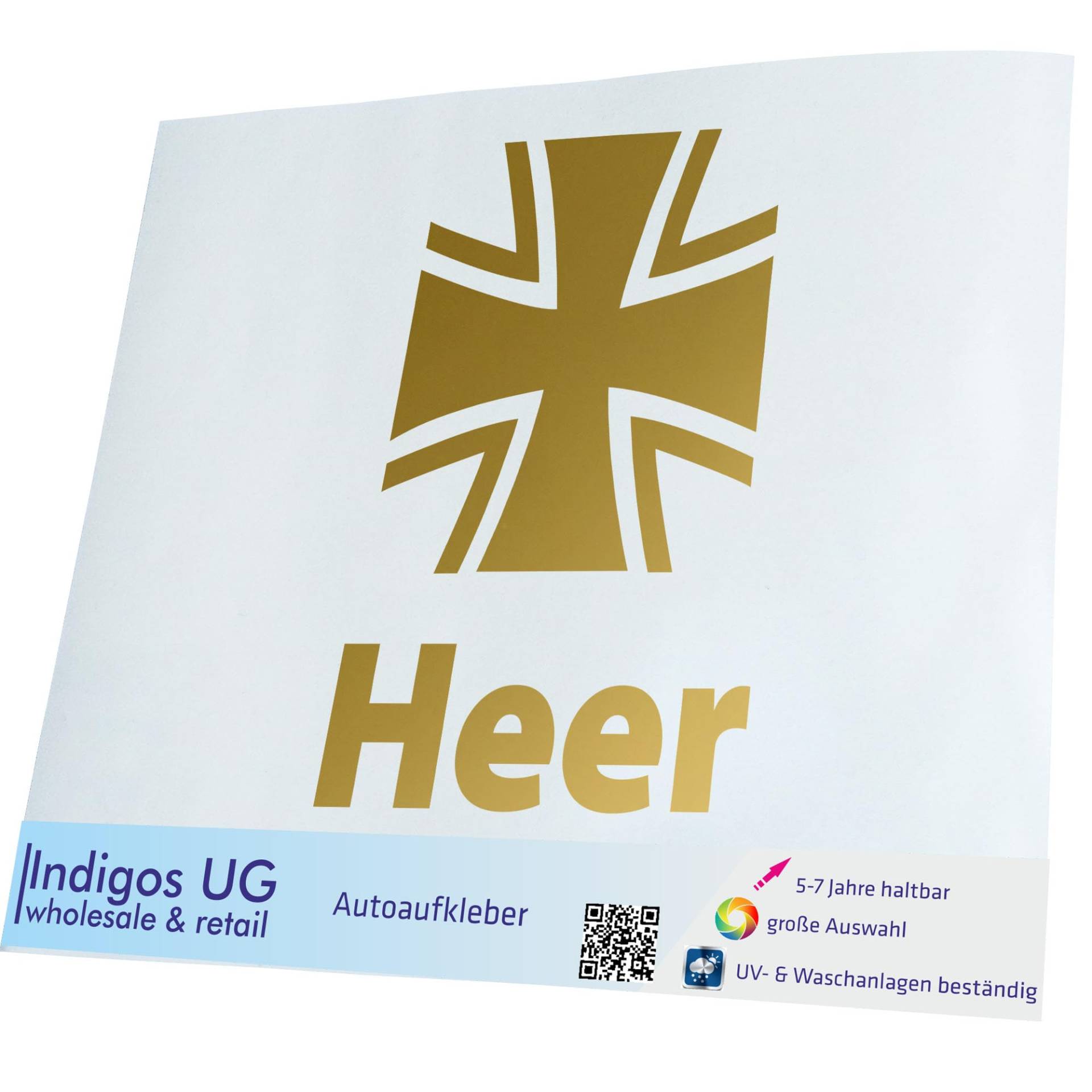 INDIGOS UG Aufkleber - Autoaufkleber - JDM - Die Cut - Auto - 300x200 mm - Deutsches Heer - Bundeswehr - Gold - Heckscheibe - Heckscheibenaufkleber - Sticker - Tuning von INDIGOS UG