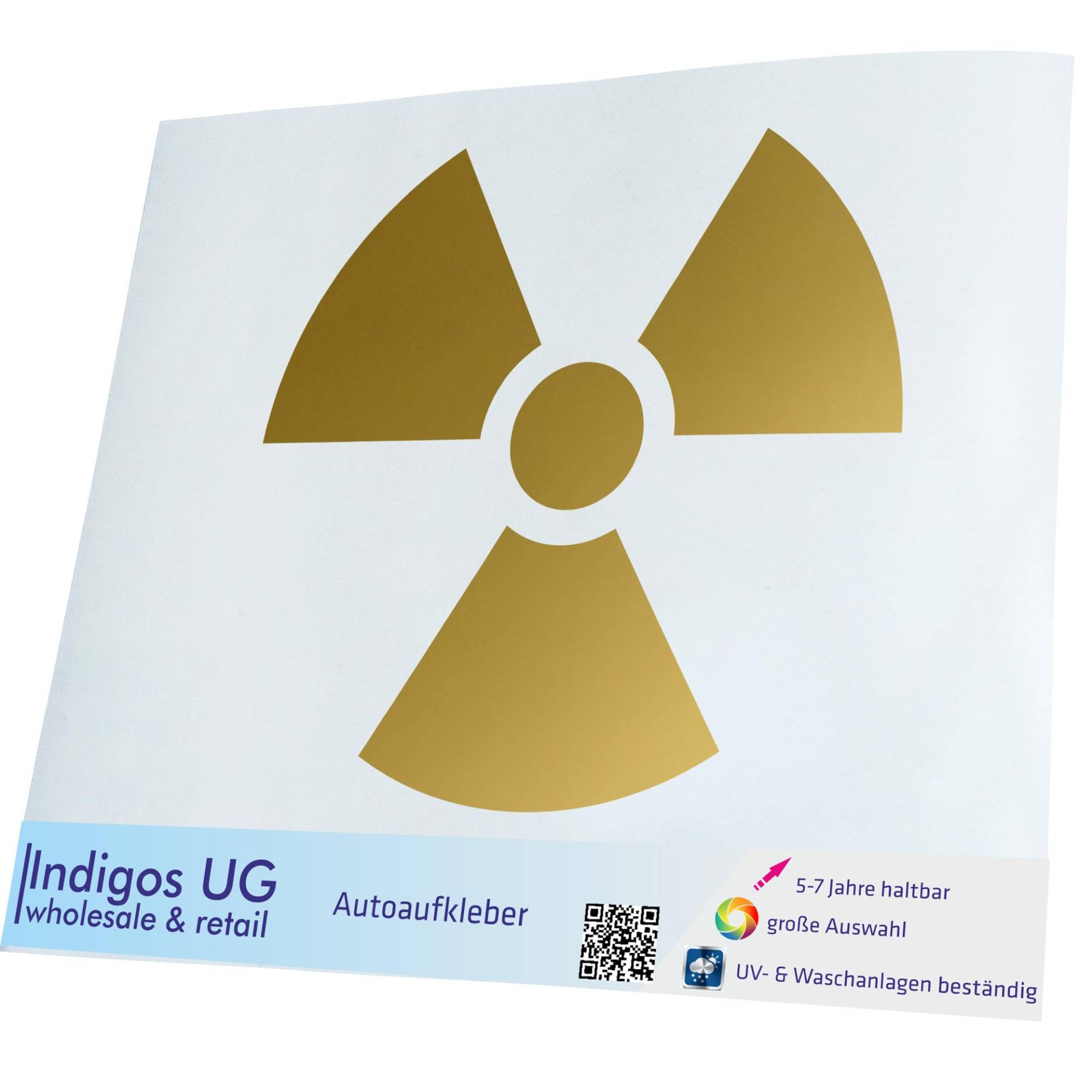 INDIGOS UG Aufkleber - Autoaufkleber - JDM - Die cut - Auto - 300x275 mm - Radioaktiv - Gold - Heckscheibe - Heckscheibenaufkleber - Sticker - Tuning von INDIGOS UG