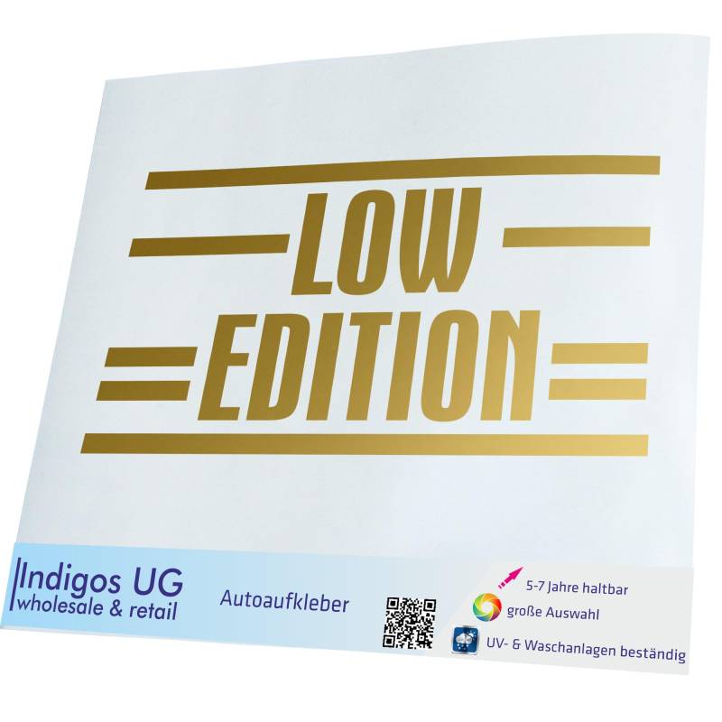 INDIGOS UG Aufkleber - Autoaufkleber - JDM - Die Cut - Auto - 400x190 mm - Low Edition - Gold - Heckscheibe - Heckscheibenaufkleber - Sticker - Tuning von INDIGOS UG