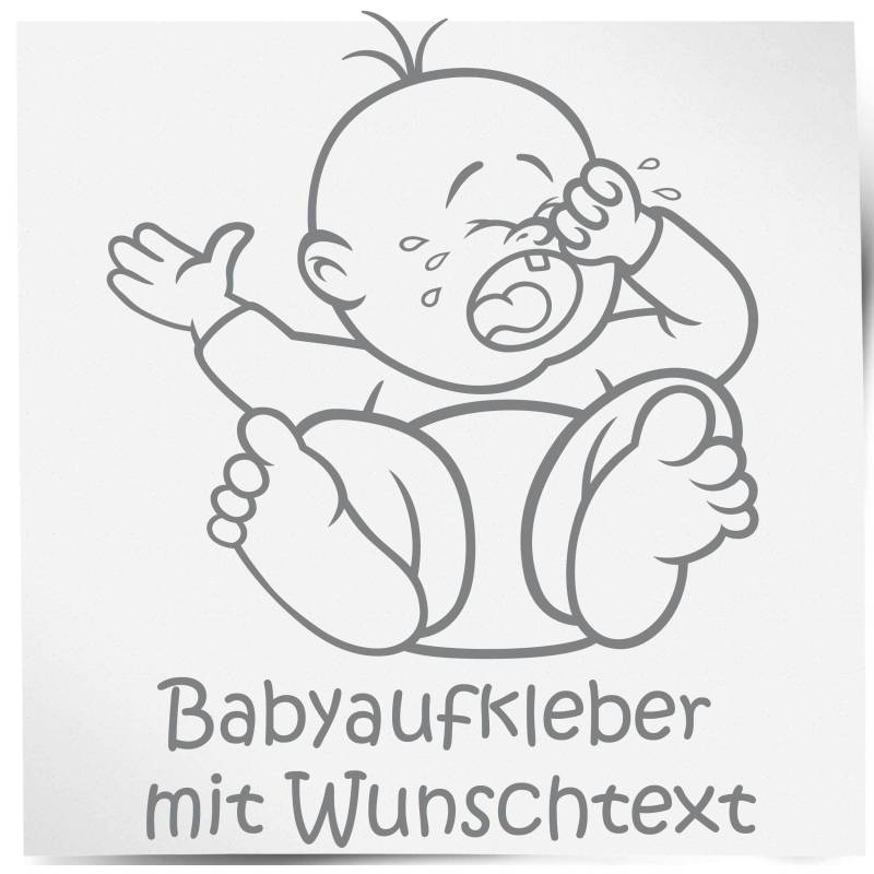 INDIGOS UG - Aufkleber - ab 15cm Namensaufkleber Baby Silber - Namensbeschriftung Sticker Wunschtext mit Wunschname individuell personalisiert Auto Heckscheibe von INDIGOS