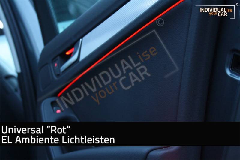 Universal EL Ambiente Lichtleiste Ambientebeleuchtung Innenraumbeleuchtung in 1m, 2m und 3m (1m, Rot) von INDIVIDUALise your CAR