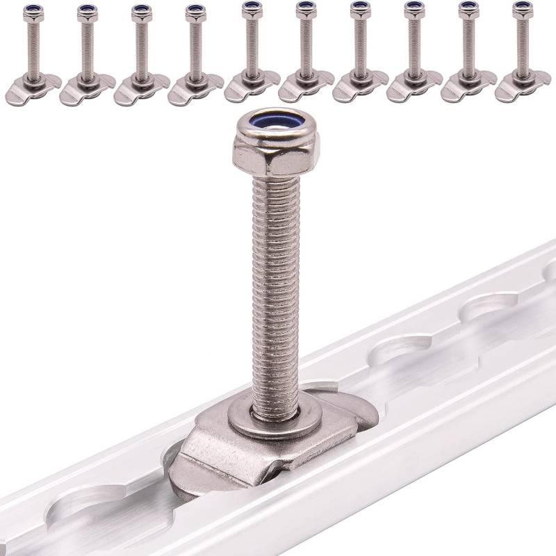 10 Stück 50 mm V2A Edelstahl Rostfrei Schraubfitting M8 Airlineschiene Fitting Zurrschienen von INDUSTRIE PLANET