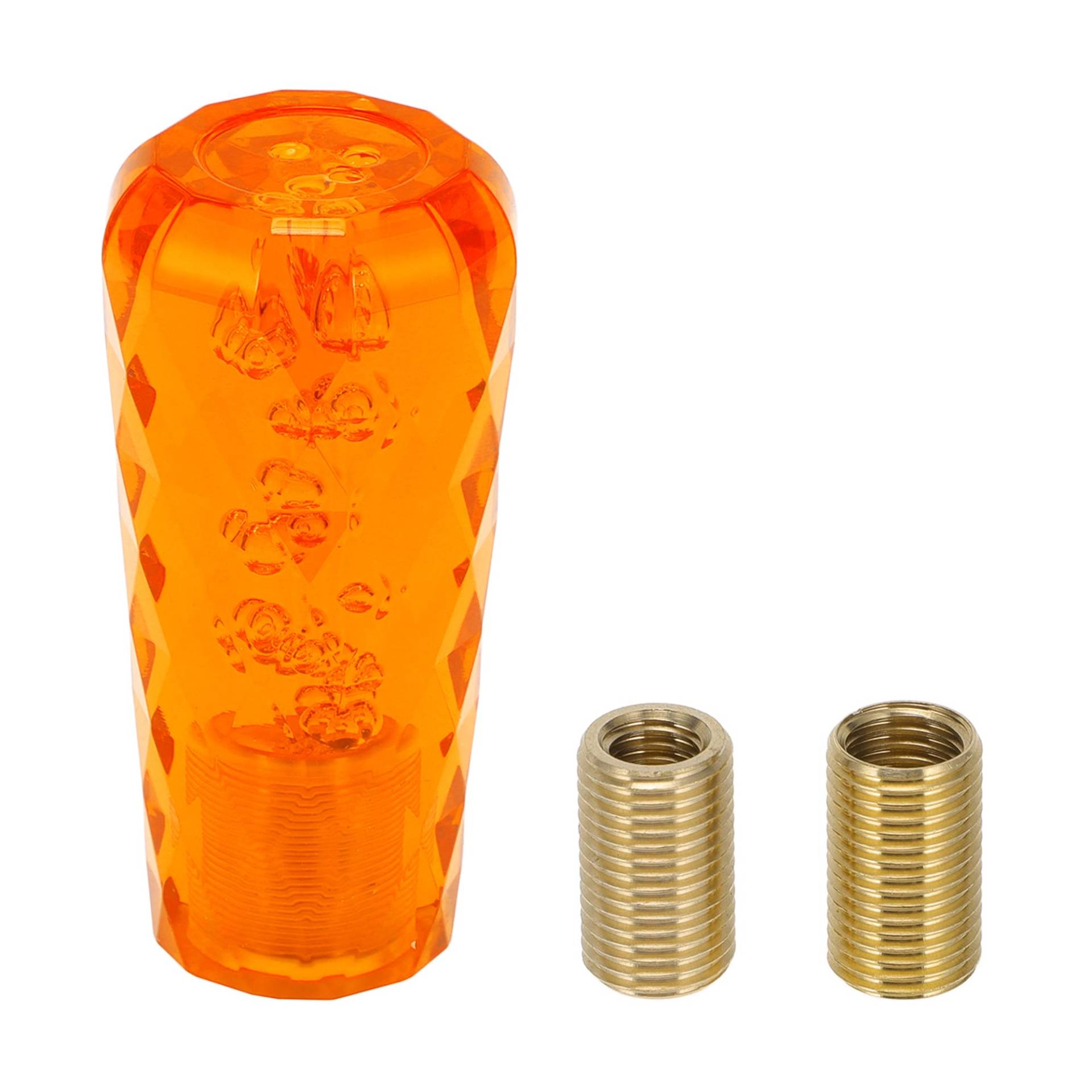 INFINAUTO Auto Schaltknauf, 10cm Universal für Automatik- und Schaltgetriebe mit 2 Adaptern Acryl Orange, 1 Set von INFINAUTO