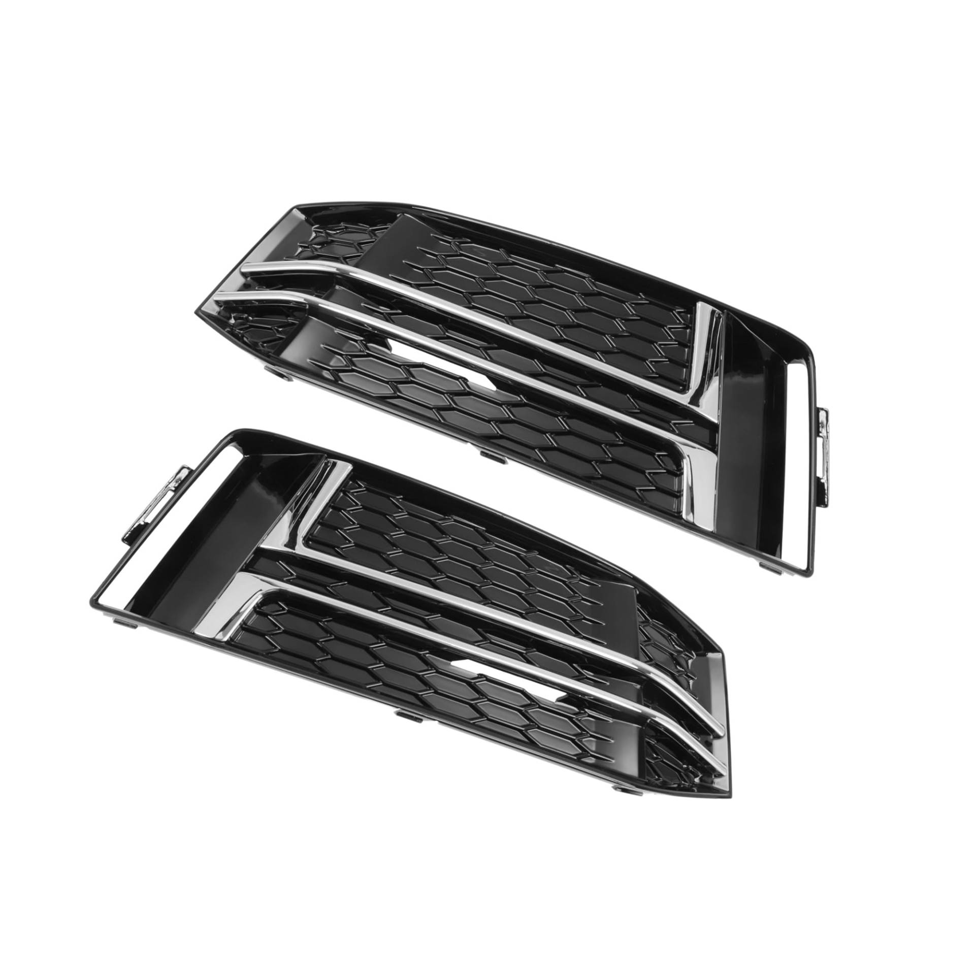 INFINAUTO Nebelscheinwerfergrill vorne unten Stoßstange Nebelscheinwerferabdeckung Einsätze für Audi A4 B9 S-Line S4 2016-2018 Nr. 8W0807681F/8W0807682F Langlebig Vorne Links Rechts Schwarz Silber Ton von INFINAUTO